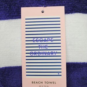 NEW KATE SPADE Escape The Ordinary NAUTICAL STRIPE BLUE WHITE BEACH TOWEL NWT